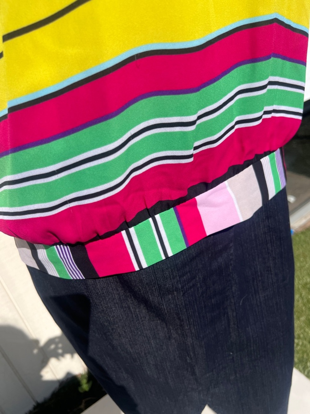 NY & Co 7th Avenue Multicolor Striped Halter Blouse Size L - Picture 6 of 7